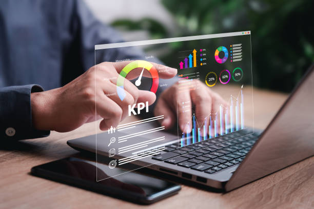 KPI, Key Performance Indicator business analysis concept, Businessman use laptop to show KPI dashboard on virtual screen, Analyze business data report, Finances, Investment, Human management, Target